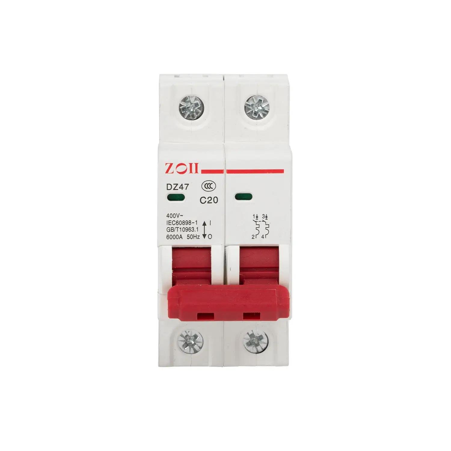 ZOII-interruptor eléctrico MCB de 1 polo, 3P, 4P, 12V-1200V de CC, 20a, 25a, 32a, equipo eléctrico