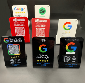 Kunden spezifischer Qr-Code 13,56 MHz Nfc Google Review Acryl ständer Nfc-Anzeige zum Scannen für Google Review Menüst änder - Product Image 1