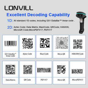 LONVILL手持式数据矩阵连续自动感测手动扫描二维码扫描仪无线条形码扫描仪 - Product Image 3