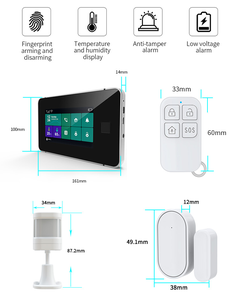 带PIR运动传感器的指纹布防和布防智能Wifi GSM触摸屏报警系统 - Product Image 4