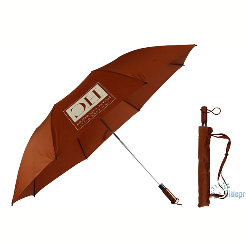 Logo personalizzato grande ombrello automatico di apertura manuale vicino 2 pieghevole ombrello da golf