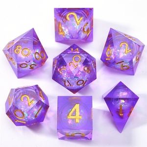Özelleştirilmiş rol yapma oyunu zar Dnd D4-D20 şeffaf renkli sıvı çekirdek zar seti - Product Image 1
