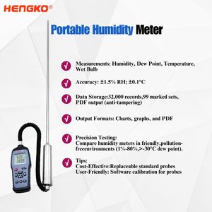 Medidor de registrador de temperatura y humedad relativa inalámbrico de mano HG982