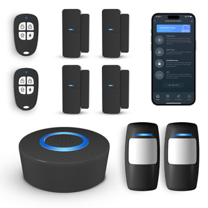 Sistema de alarma inalámbrico para el hogar Kit de 9 piezas, sistema de alarma WiFi para seguridad en el hogar con alerta de aplicación de teléfono - Product Image 1