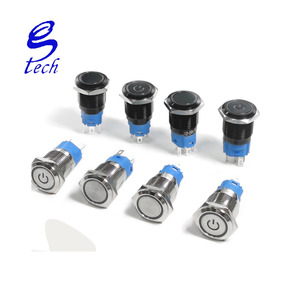 16 millimetri Interruttore di Pulsante del Metallo Anello di Alimentazione Della Lampada Simbolo Pulsanti Impermeabile HA CONDOTTO LA Luce Auto-lock Auto-reset 1NO1NC - Product Image 2
