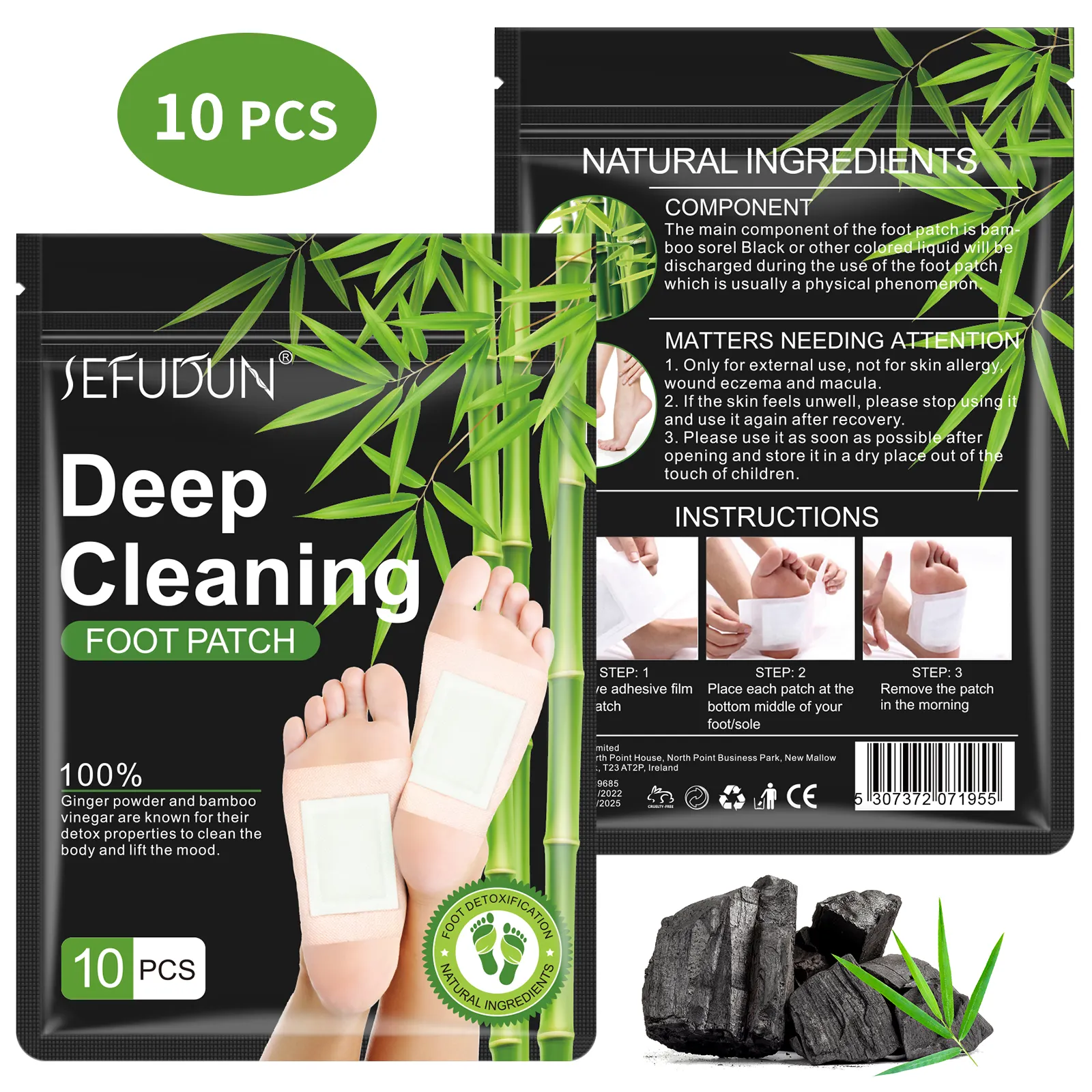 Sefudun Gratis Monster Natuurlijke Detox Voetverzorging Patches, Diepe Reiniging Kruiden Bamboe Alsem Gember Detox Voet Patch