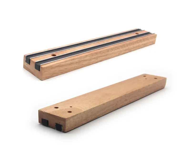 Portacoltelli magnetico in legno di gomma personalizzato per striscia di coltelli magnetici in legno da parete