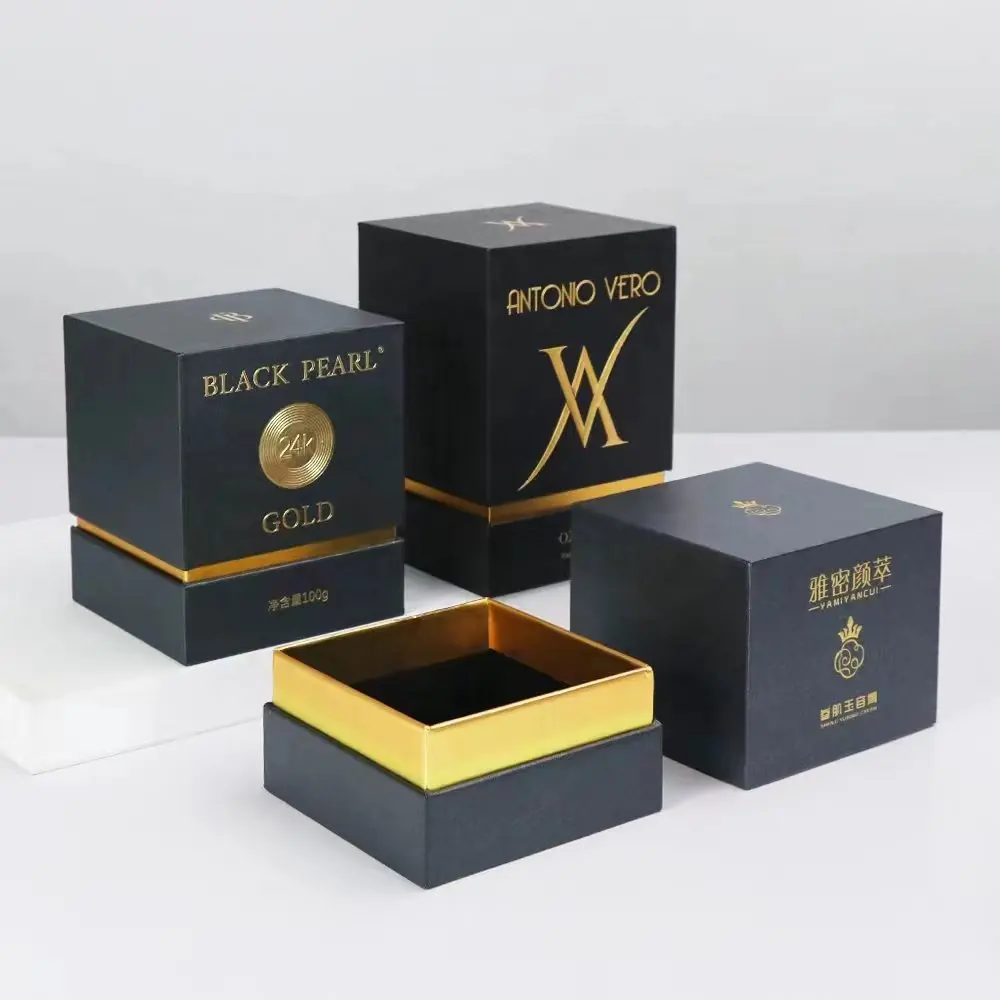 Scatola regalo personalizzata con profumo di profumo di cartone nero con Logo privato stampato scatole per imballaggio di profumo