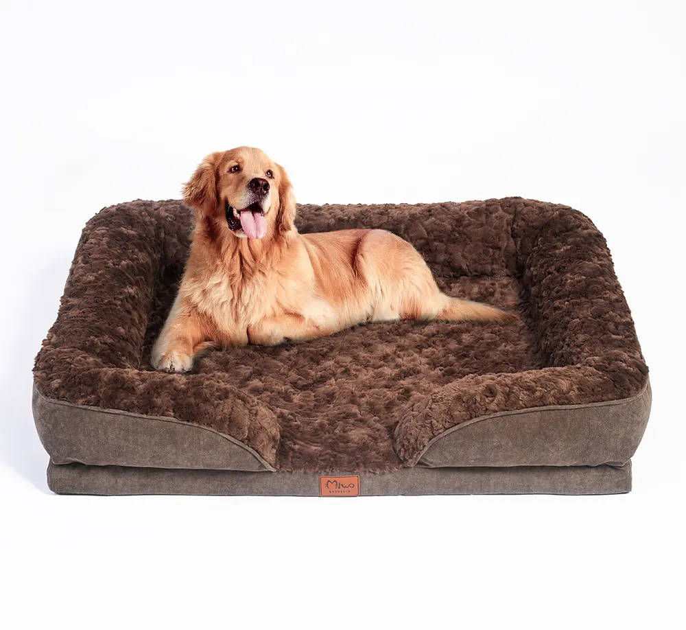 Camas Para De Perros Polyester peluş toptan su geçirmez taşınabilir Bedsure Pet büyük yatak lüks köpek yatağı