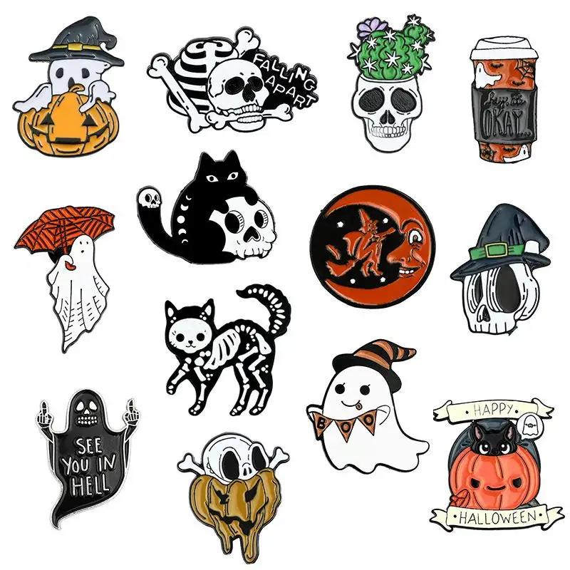 Motosierra Joker Metal Badge Halloween Town Jack Skellington Broche Esmalte personalizado Pin Horror Metal Pins Creative Dark Scream