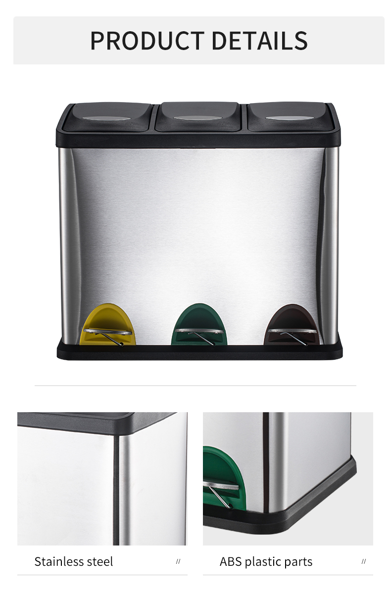 2 compartment indoor household kitchen recycle bin stainless steel recycle bin