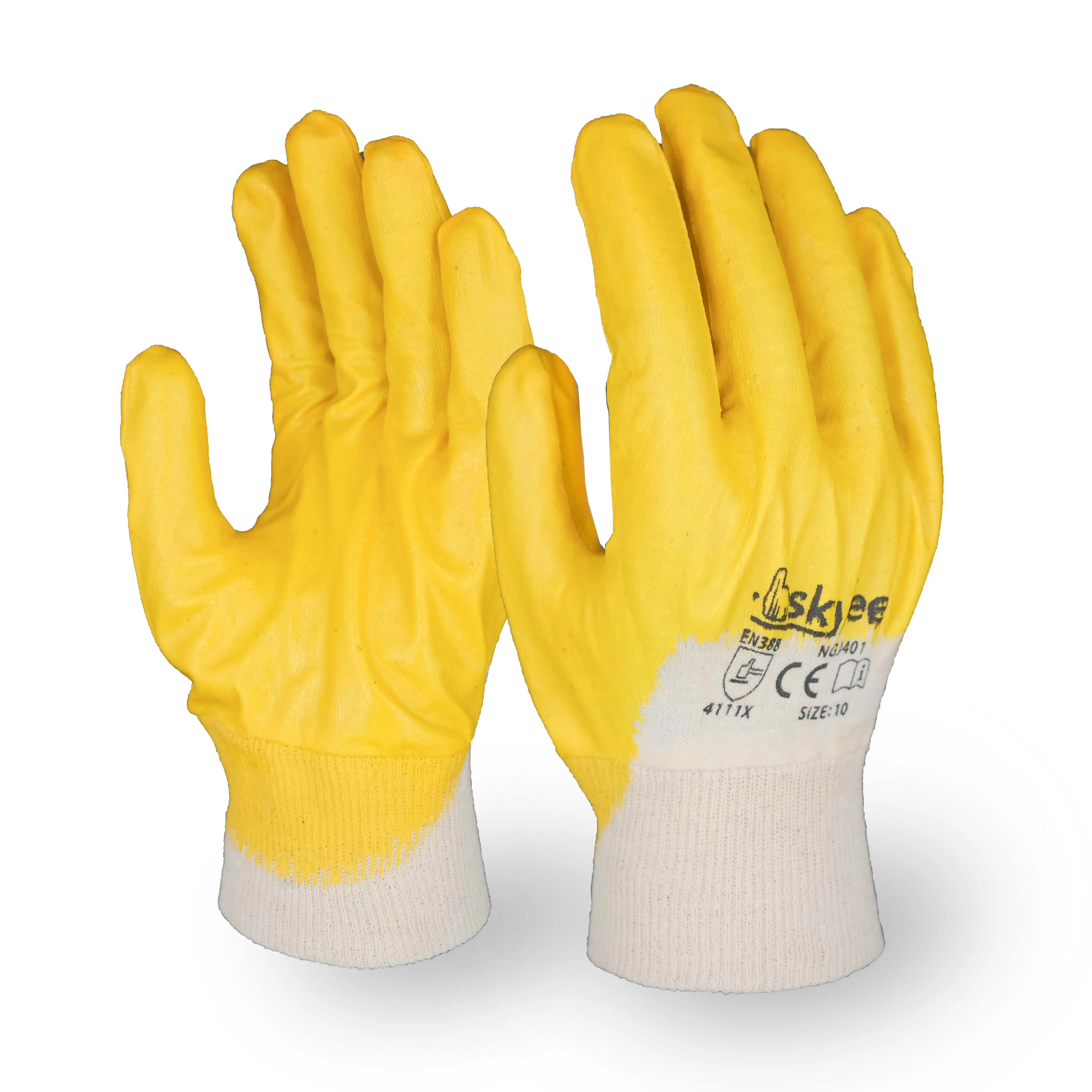 SKYEE gants industriels de construction de protection chimique en nitrile durable à double revêtement en caoutchouc naturel anti-coupure pour le nettoyage
