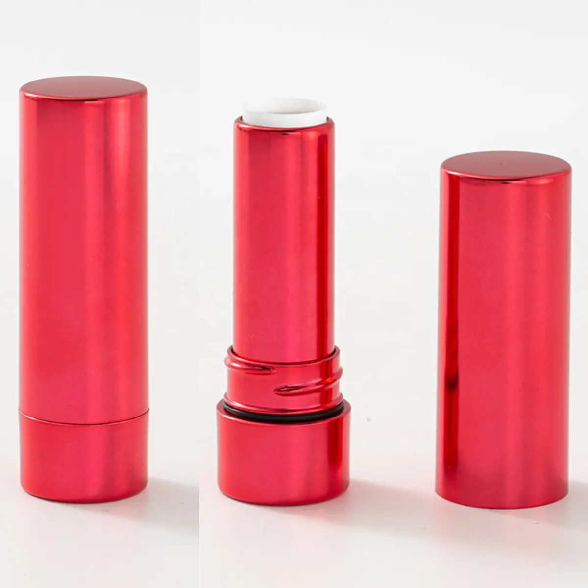 3.5G Luxe Aluminium Kleur Lippenbalsem Buis Milieuvriendelijke Plastic Lippenstift Container Rood Metaal Custom Lippenstift Tube Lippenstift