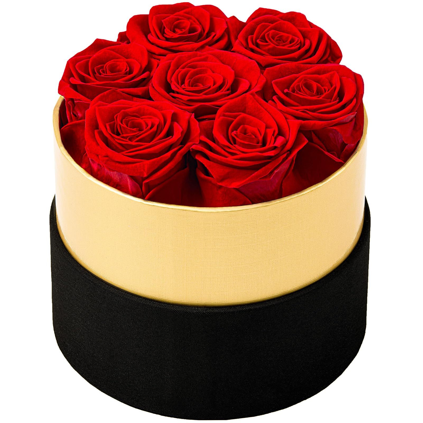 7 rose in scatola rotonda