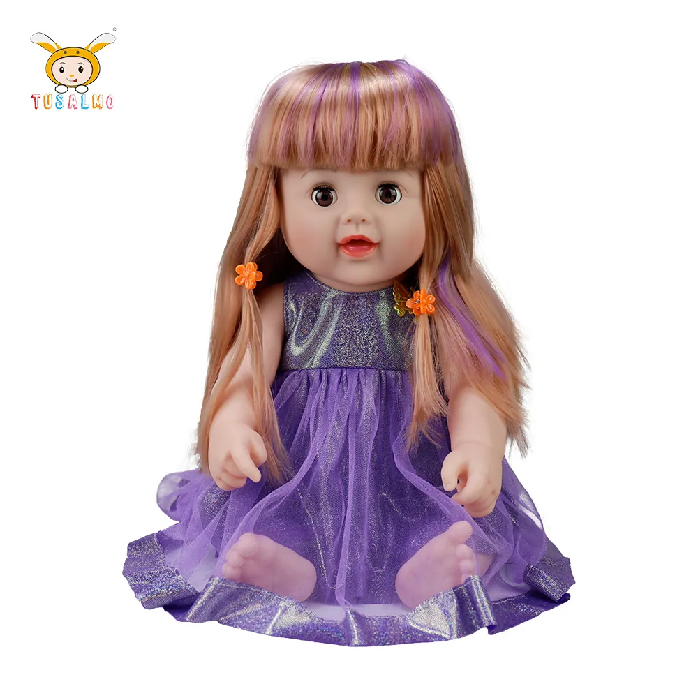 Muñeca de vinilo superventas de 18 pulgadas para niños, muñeco de bebé Reborn de 45cm con pelo largo, venta al por mayor