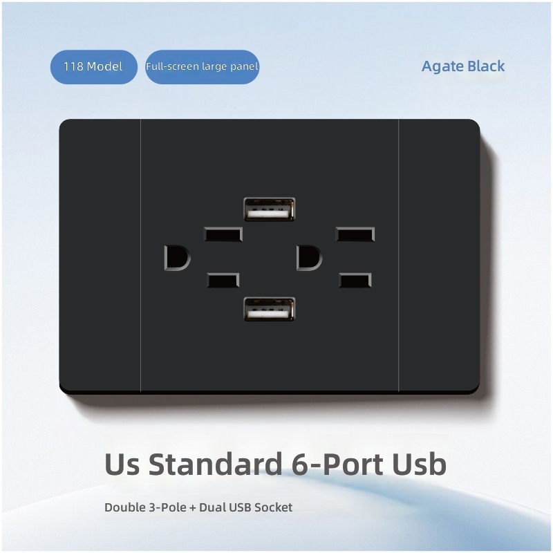 Six trous américains + deux ports USB