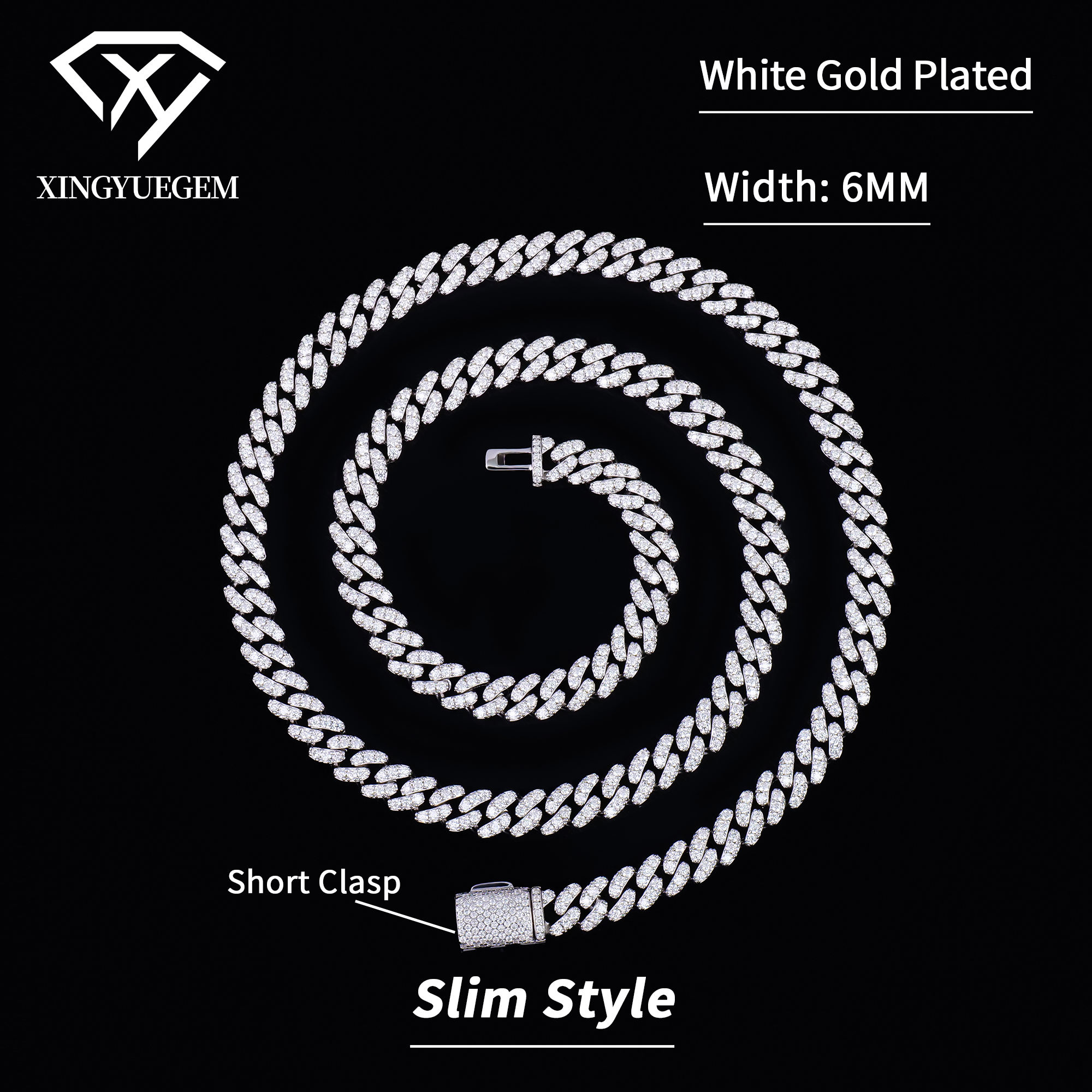 White Gold Plated Short Clasp