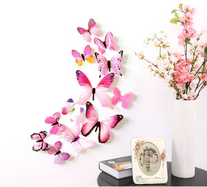 12pc/set Home Party Wedding Decoration Self-adhesive <strong>PVC</strong> 3d <strong>Butterflies</strong> Wall Sticker Home Decoration