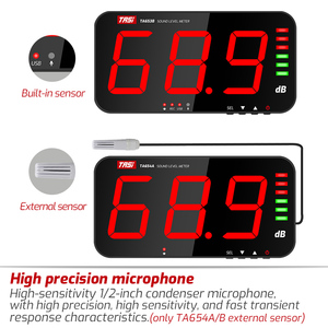 TASI-Medidor de ruido TA654B, con Sensor externo, LCD grande, montado en la pared, medidor de nivel de sonido, USB - Product Image 3
