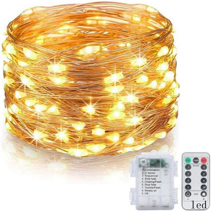 Cadena de luces con 8 funciones para decoración navideña, caja de batería a prueba de agua, cable de cobre LED con control remoto - Product Image 6