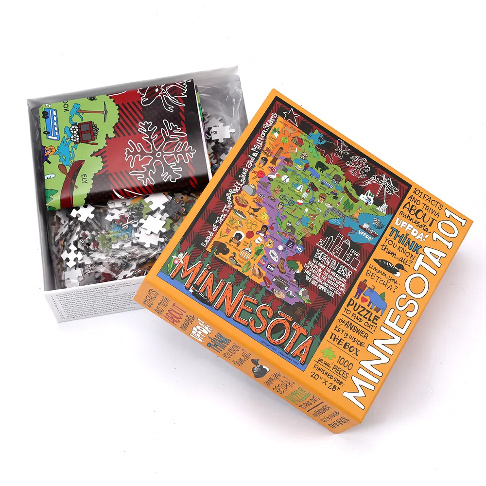 Vendita calda Design personalizzato taglio personalizzato Minnesota 1000 pezzo grande puzzle per adulti