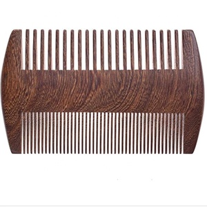 Pettine per barba da uomo in legno di sandalo nero a doppia faccia in vendita calda - Product Image 1