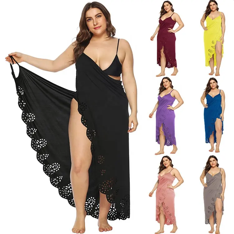 BS003 Großhandel Hollow Out Beach Slip Kleid 2021 Frauen Plus Size Kleidung
