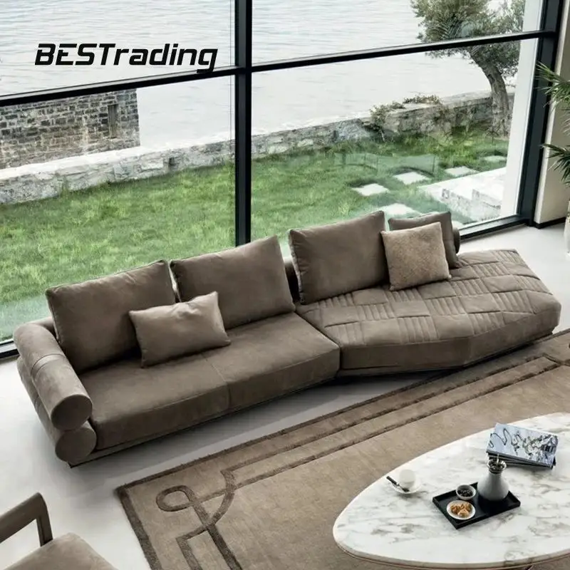Home Sophisticated Cozy indoor furniture Leisure Sofa mat Rattan Solid Wood Frame Living Room Sofa