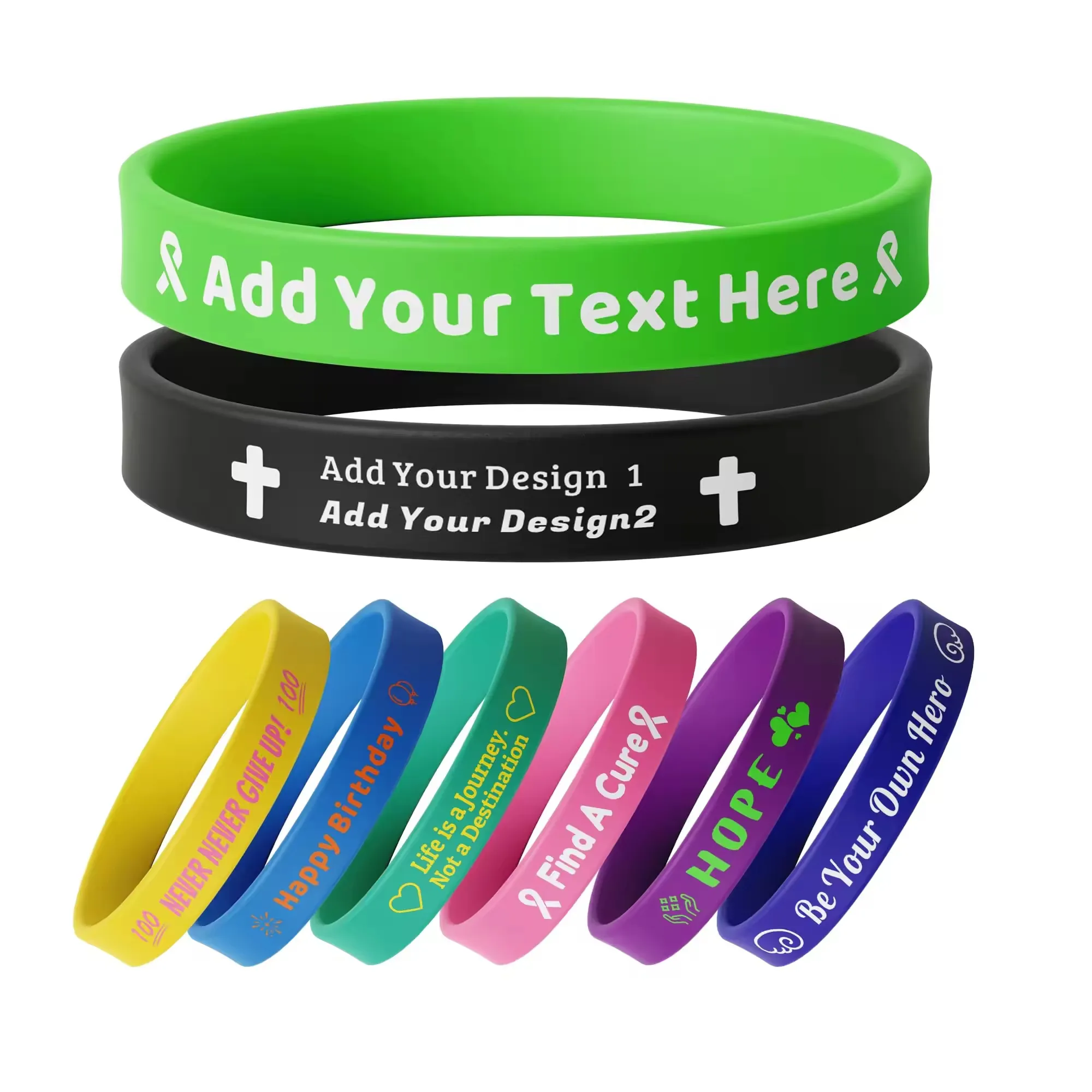 Customized Cross Border New Printed Logo Silicone Wristband Environmentally Friendly Inspirational Silicone Bracelet