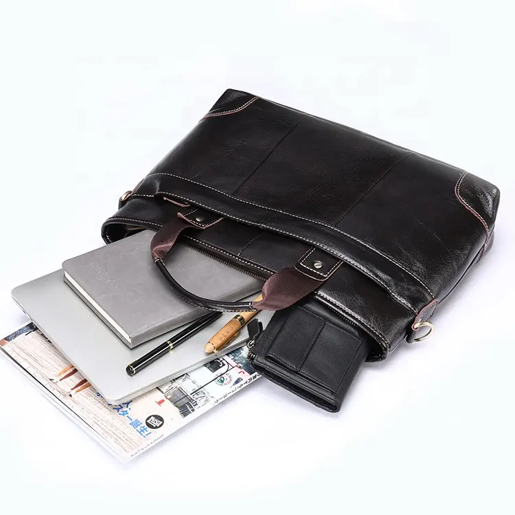 Sıcak satış şık deri evrak çantası erkek hakiki deri evrak çantası 17 inç Laptop çantaları iş için