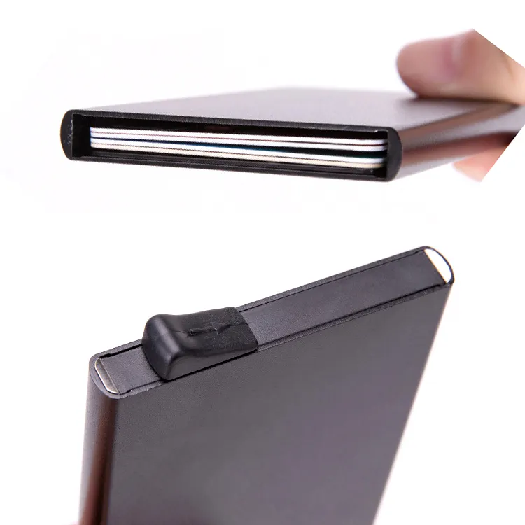 Auto Pop Up Reizen Dunne Slanke Aluminium Rfid Blocking Front Pocket Credit Card Box Case Wallet Card Voor Mannen houdt 6 Kaarten