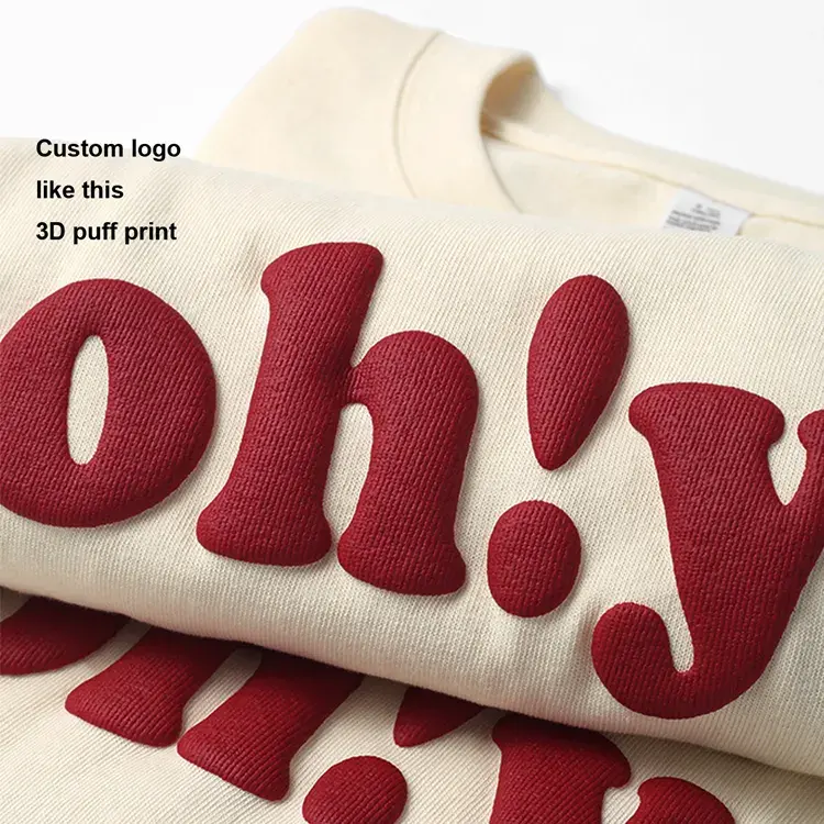 도매 사용자 정의 로고 100% 코튼 남성 티셔츠 자수 퍼프 입체 인쇄 티셔츠 메이커