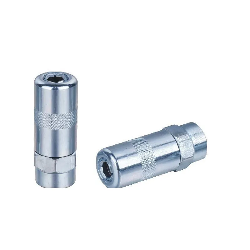 Silver Heavy-Duty Quick Release Grease Gun Coupler onto Zerk Fittings 10000 PSI 1/8" NPT Two Press Easy to Push Accessories