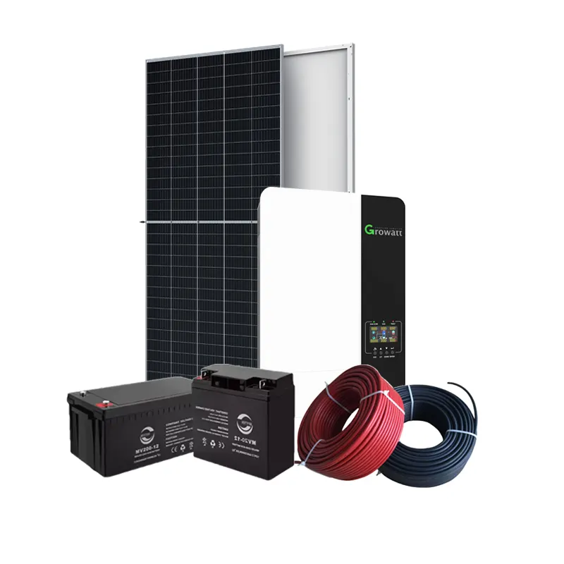 PV 5kw 3kw 1kw Panel Surya 5000Watt Energi Surya Off-Grid Seluruh Rumah dari Sistem Energi Surya dengan Baterai Lithium