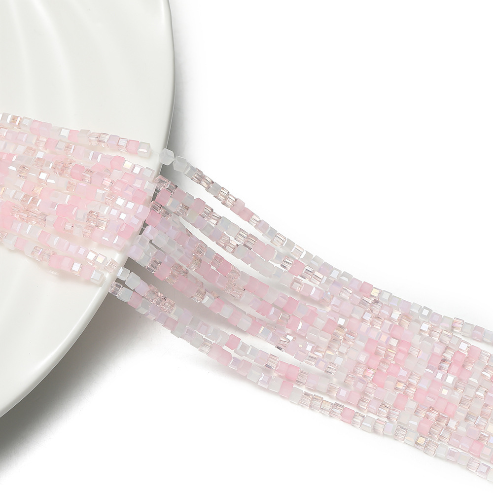 2mm Crystal Mixed Color Square Beads - Pink Series