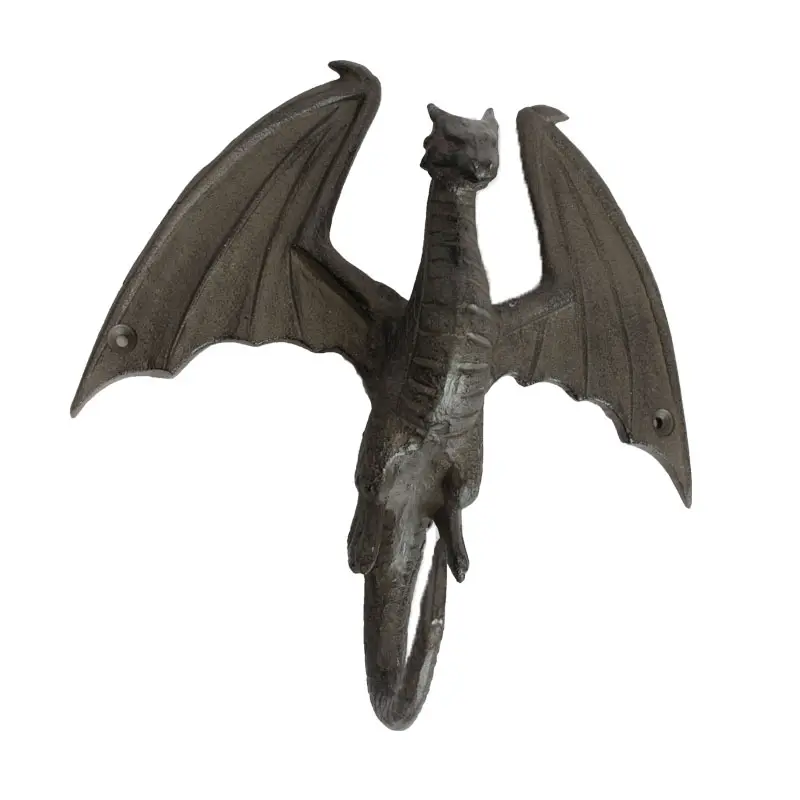 Gietijzeren oude flying dragon vormige enkele haak voor tuin decoratie home decor antieke roest gift