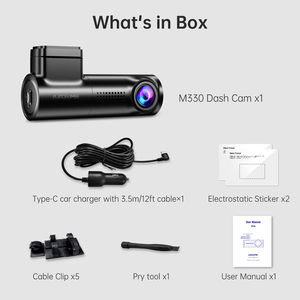 AZDOME M330车载DVR 1296P仪表盘摄像头智能语音控制WiFi免费应用G传感器紧急记录停车监视器循环记录 - Product Image 5