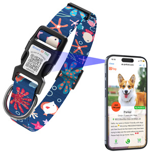 Personalized Various Patterns Software Ready Smart ID Floral Buckled Fashion <strong>Designer</strong> Custom Adjustable Nylon Luxury Dog Collar - Product Image 1