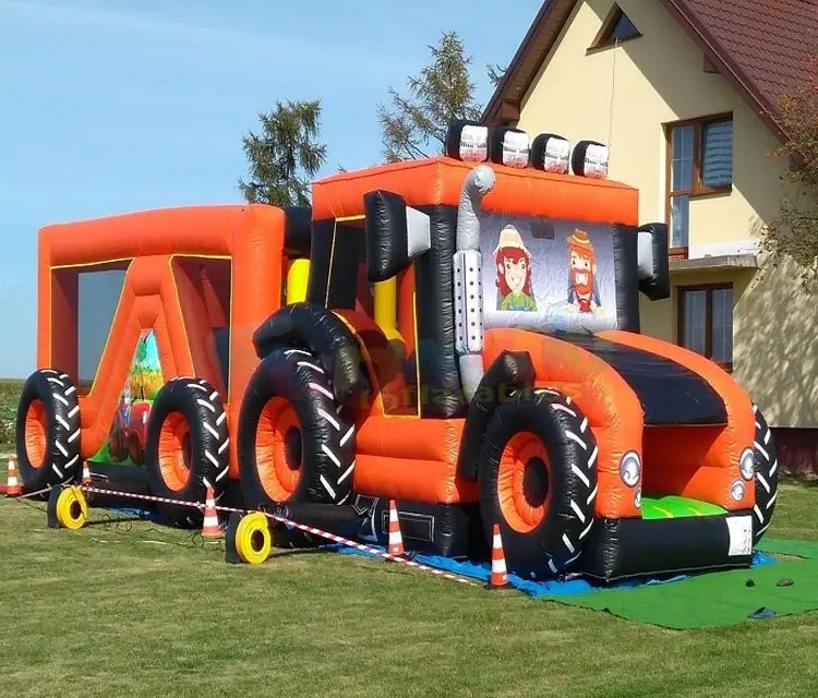 Outdoor Party Orange Truck kommerziellen aufblasbaren Hüpfburg Hindernis parcours größte Hüpfburg