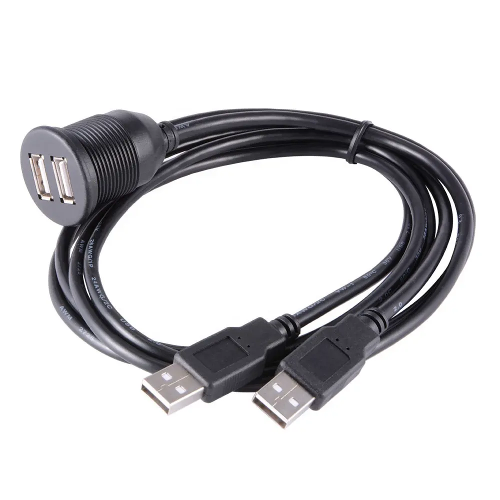 Câble de rallonge mâle vers femelle pour tableau de bord, voiture, bateau, moto, double USB 2.0 USB 3.0