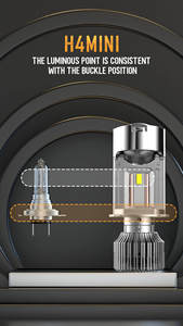 ไฟหน้า LED 100W แบบปลั๊กแอนด์เพลย์100W H4 H4ปรับแต่งได้จากโรงงาน - Product Image 2