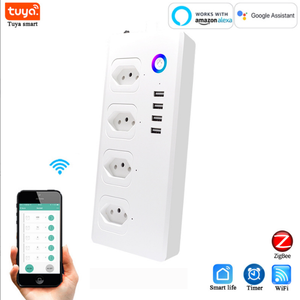 Regleta eléctrica con 4 enchufes, enchufe estándar brasileño con Wifi, 4 Usb, Control independiente, compatible con Smart Home - Product Image 2