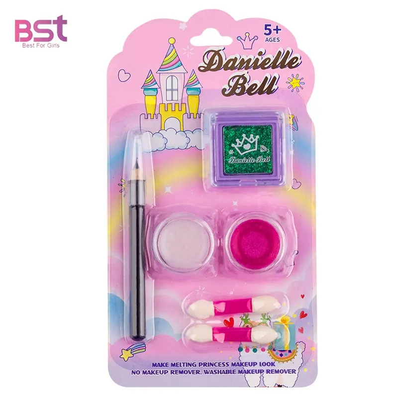 BST Factory Children Small Makeup set matita per sopracciglia lavabile pennello per lucidalabbra Play Face make up game toy play set