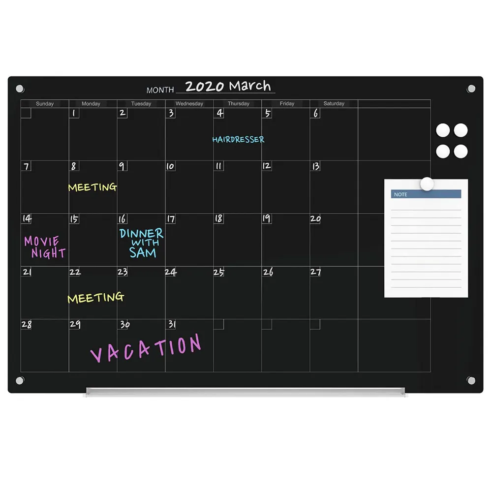 Pizarra magnética personalizada de fácil limpieza, conjunto de tablero de borrado en seco y negro, imán autoadhesivo, conjunto de pegatinas de calendario