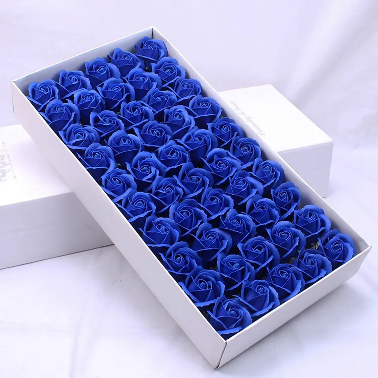 Sabun güller çiçekler 50 adet kutu sipariş iyi koku 3 kat büyük sahte güller ev dekorasyon yapay sabun gül