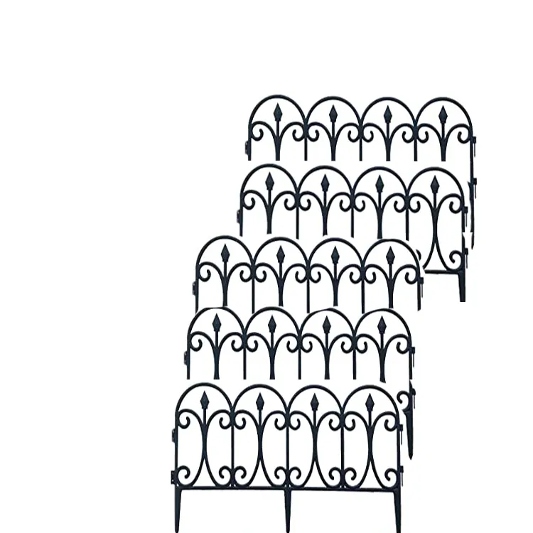 Clôture décorative de jardin en métal noir, barrière de paysage pliable, décorative, pour le jardin, le Patio et l'arrière-cour, 5 pièces