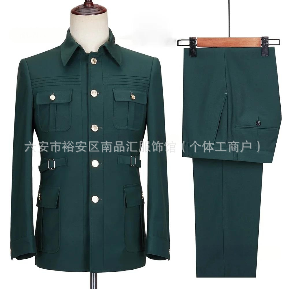 Pantalon de costume vert armée