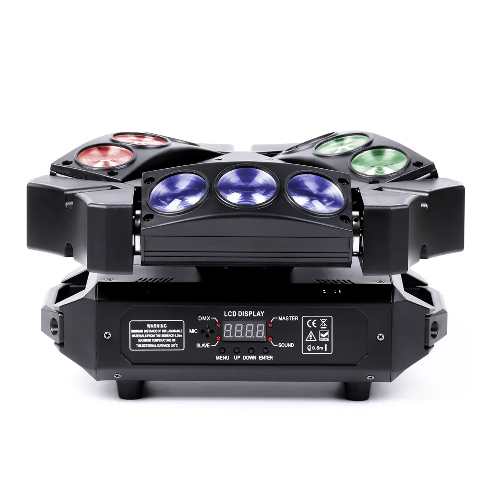 Spider Mini 9pcs teste rotanti a fascio LED RGB effetti scenici luce DMX512 luci da discoteca Party