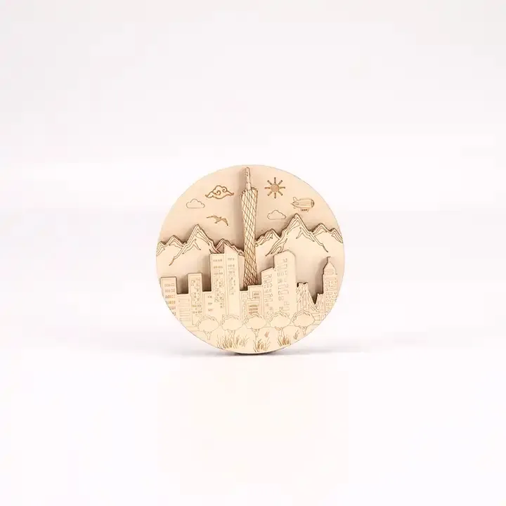 Cadeau souvenir de voyage 3D, ouvre-bouteille rond en bois créatif personnalisé, aimant magnétique pour réfrigérateur, déco maison