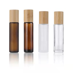 5ml 10ml 15ml透明つや消しアンバーガラス香水エッセンシャルオイルグラスロールボトルにアルミキャップ付きスチールローラーボール - Product Image 1